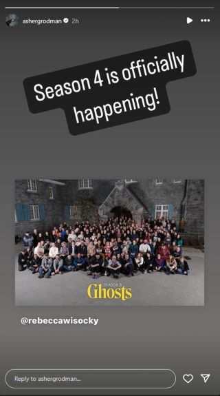Asher Grodman posted about Ghosts Season 4 on IG story with group photo.