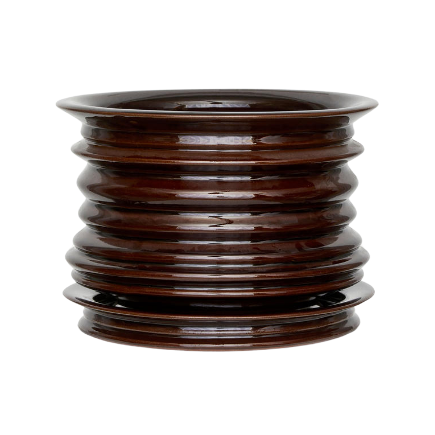 A glazed deep brown textured planter from Arket