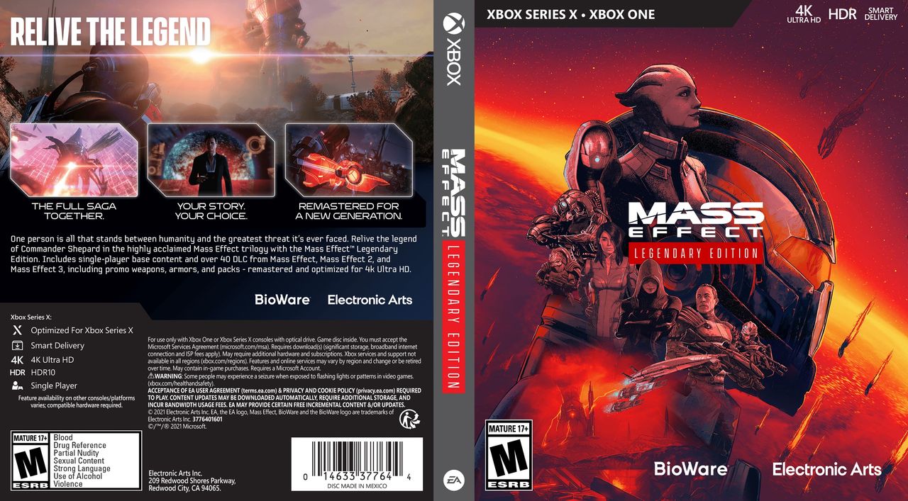 Mass Effect Legendary Edition Xbox One/Xbox Series X Custom Cover Art