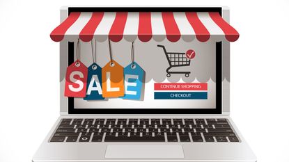 laptop showing online shop sale
