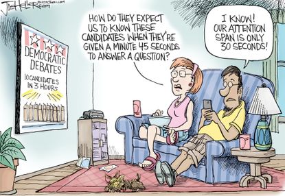 Political Cartoon U.S. Democratic debate