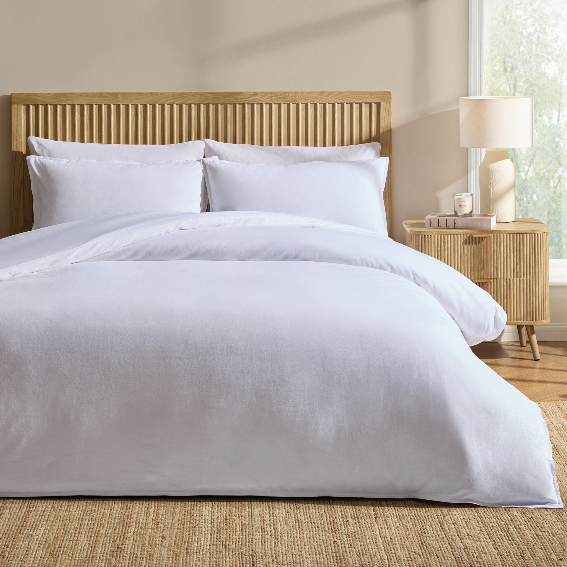 Linen Cotton Blend Duvet Cover - Chalk White