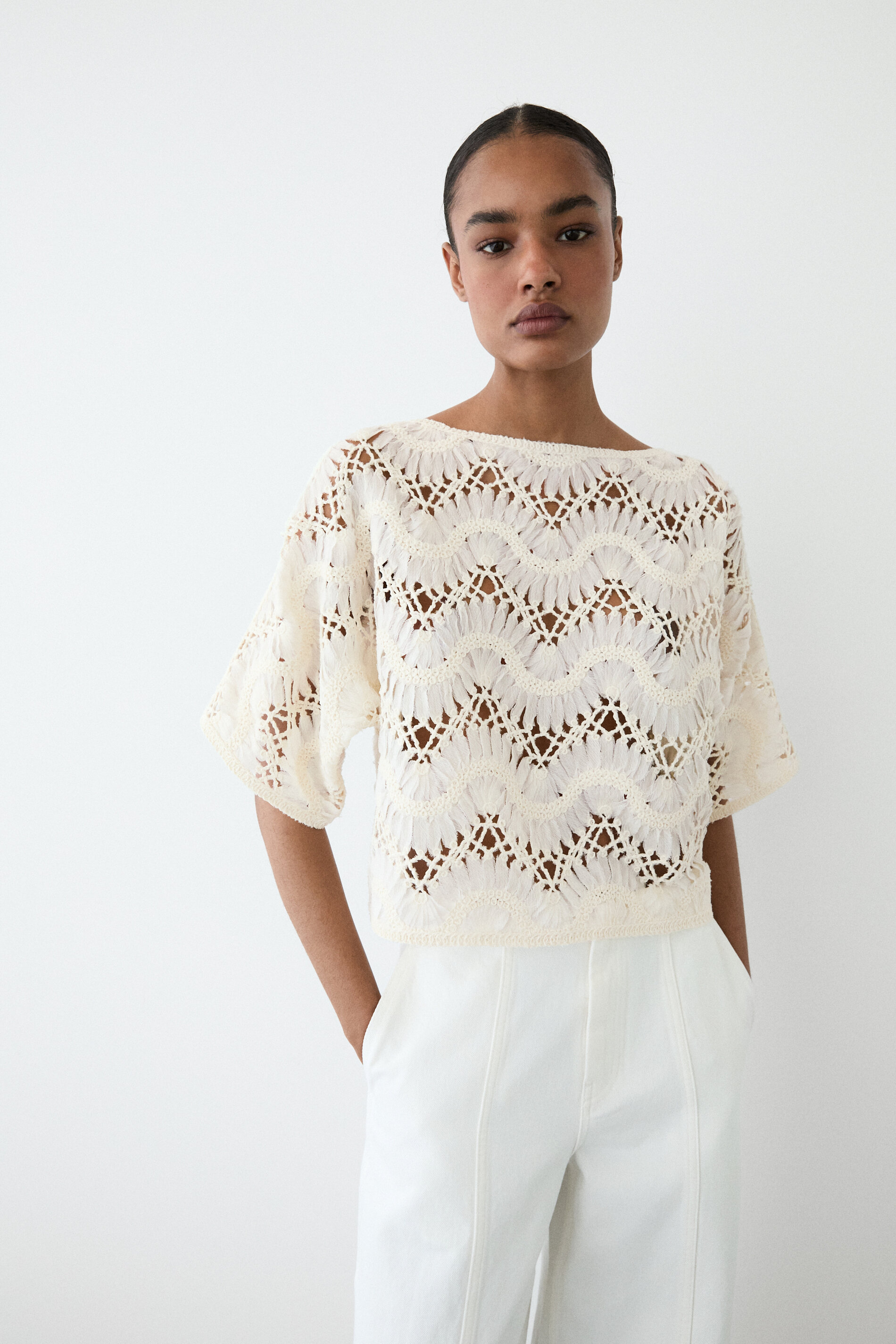 Short Sleeve Crochet Top