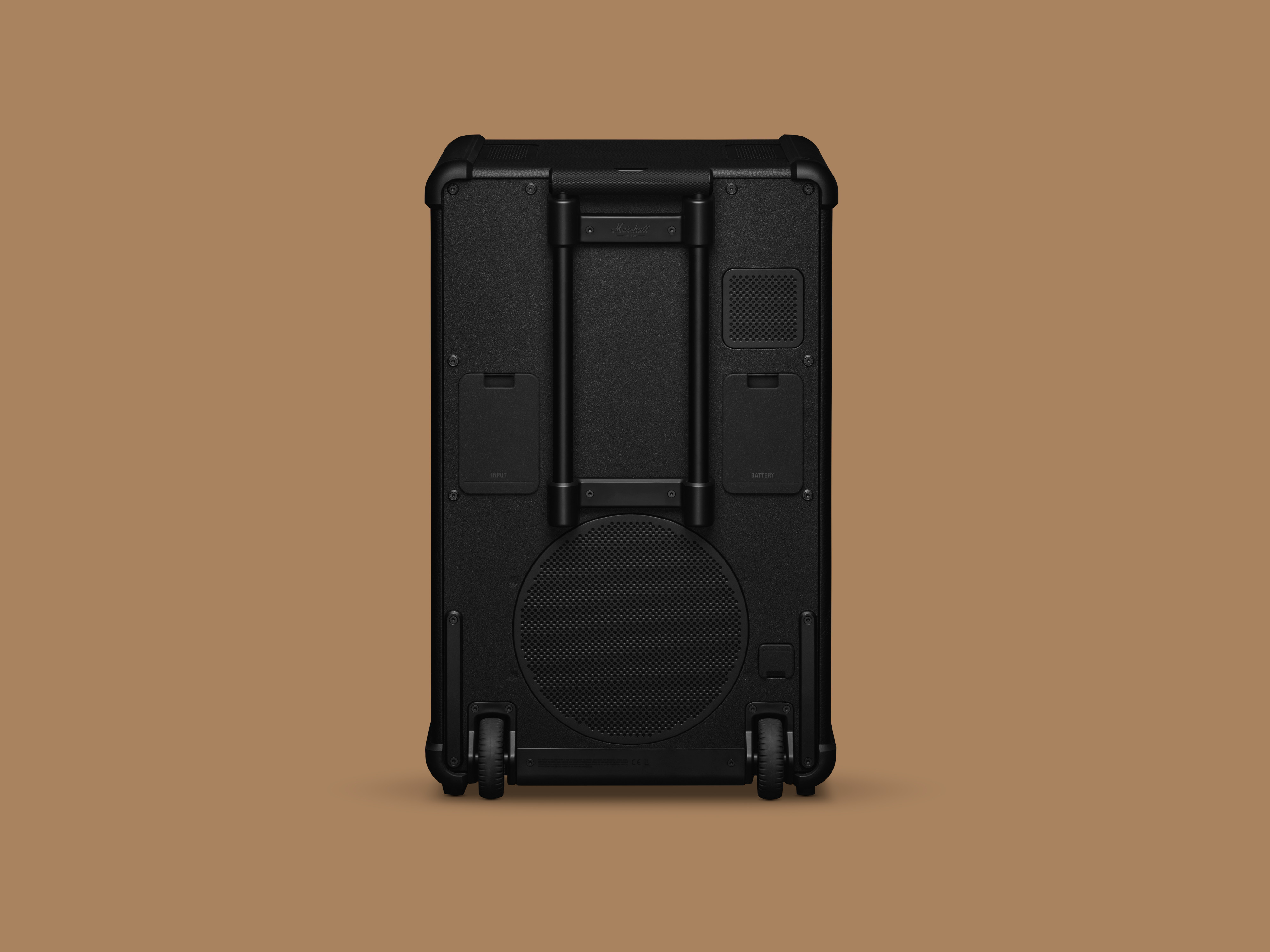 Marshall Bromley 750 Party Speaker has built in wheels and a handle