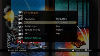 The PC settings menu.