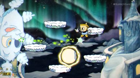 Ms. Chalice fights a chilly boss in Cuphead's The Delicious Last Course DLC