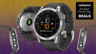 Multiple angles of the Garmin Epix watch on a colourful background