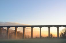 Pontcysyllte Aqueduct, a world Heritage site, at sunrise.