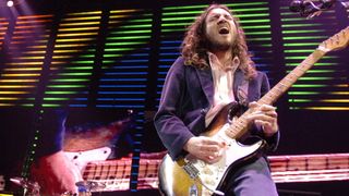 John Frusciante of the Red Hot Chili Peppers performs part of the bands "Stadium Arcadium" tour at the Oakland Arena on August 24, 2006 in Oakland California.