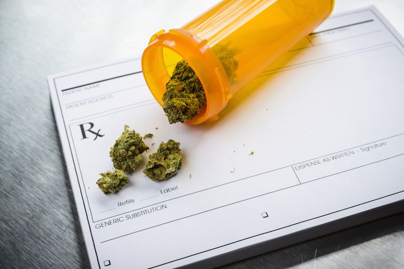 A prescription pad, and marijuana