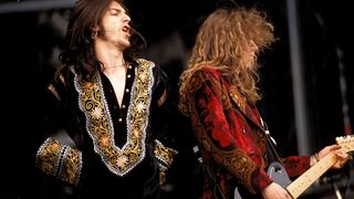 The Black Crowes' Chris and Rich Robinson onstage in 1991