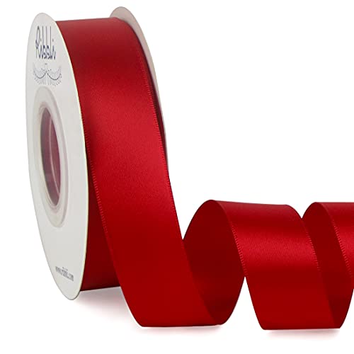 Ribbli Double Faced Red Satin Ribbon,1&amp;rdquo; X Continuous 25 Yards,fabric Ribbon Use for Bows Bouquet,christmas Gift Wrapping,floral Arrangement