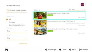How to download the Monster Hunter Stories 2: Wings of Ruin demo on the Nintendo Switch: Monster Hunter Stories File Selection