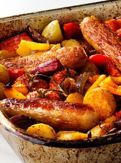 Marie Claire Recipes: Sausage and Roasted Vegetable Bake-BIG