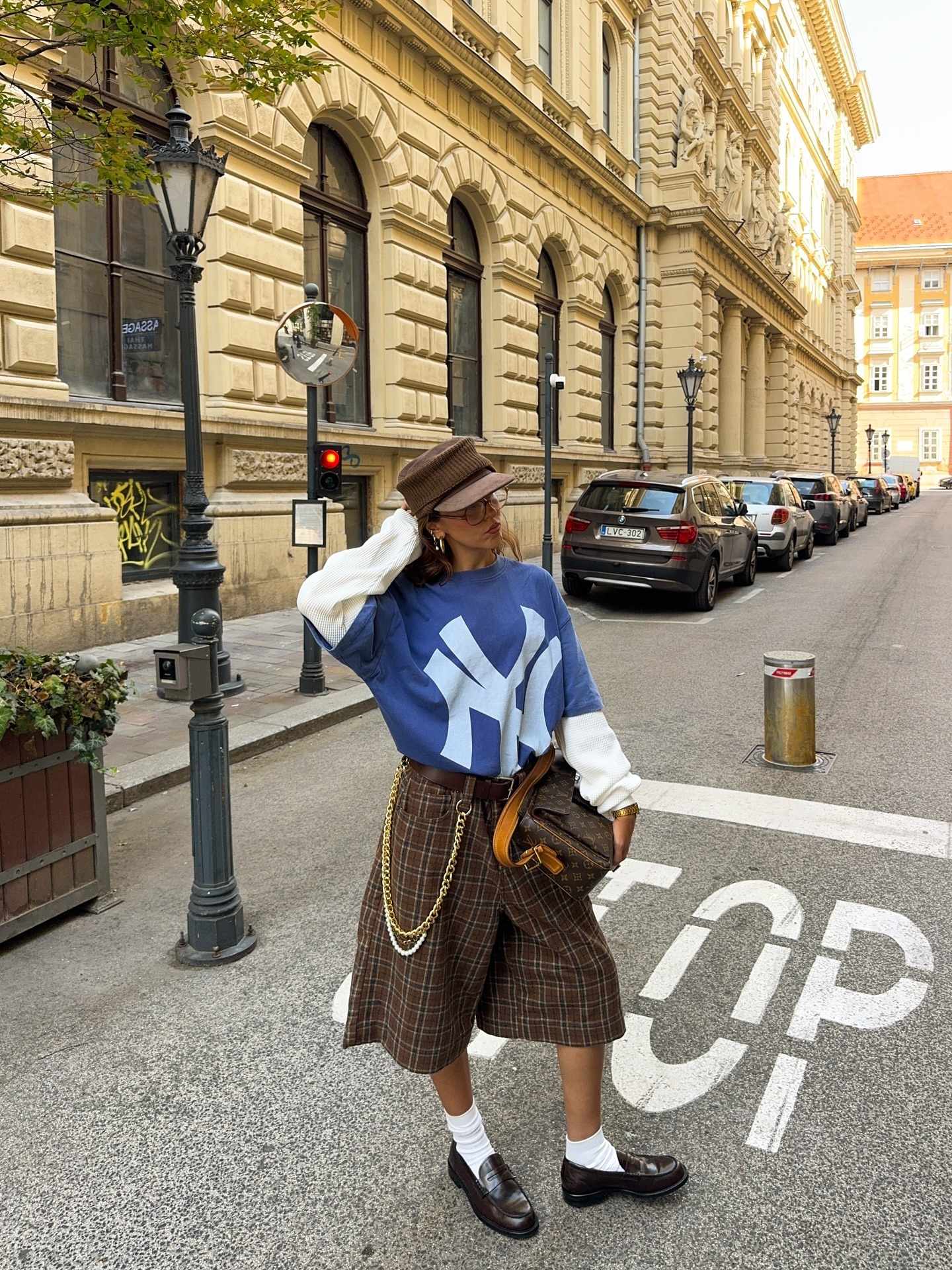 Fashion person Sofia Mcoelho wears a TikTok Fashion trend 2026. She wears a culottes