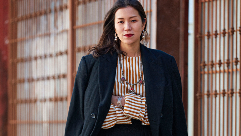 Clothing, Street fashion, Black, Fashion, Outerwear, Dress, Fashion model, Waist, Footwear, Jacket,