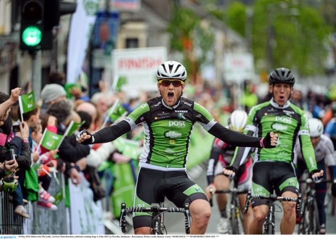 Robert-Jon McCarthy (An Post Chain Reaction) celebrates winning stage 1