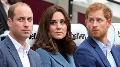 Prince Harry with Prince William and Kate Middleton in 2017