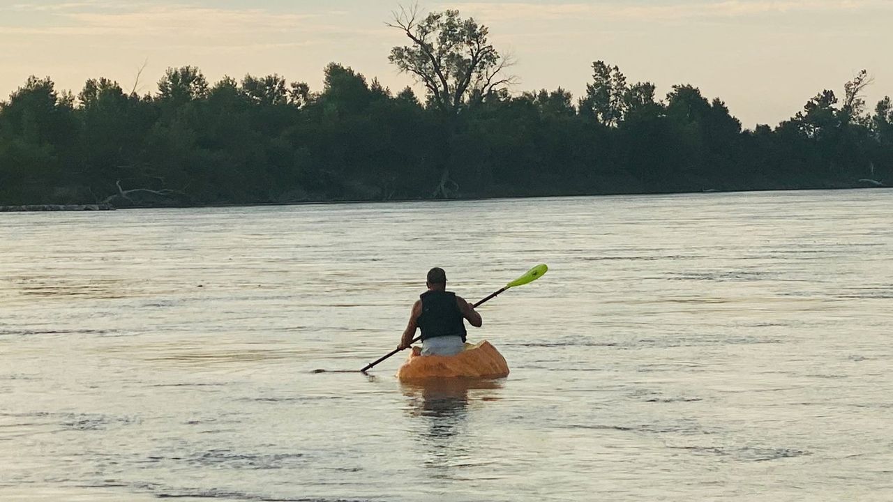 A pumpkin boat.