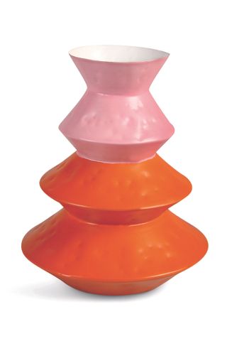 orange and pink sculptural vase 