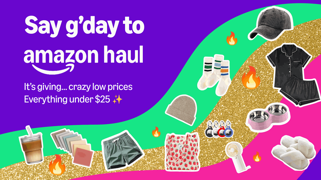 Amazon Haul banner with a collection of products under AU$25