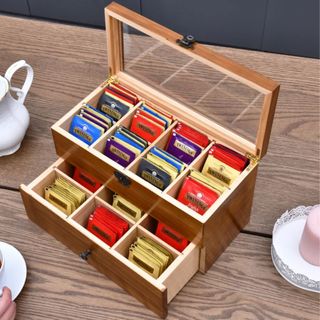 Large Capacity Vintage Wood Tea Box