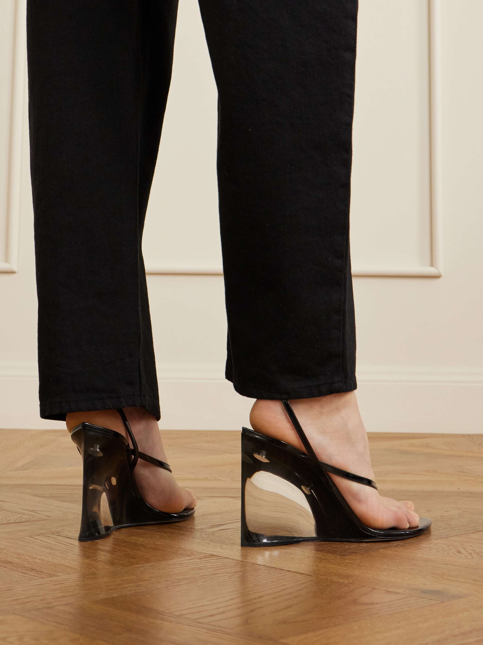 Tong 90 Patent-Leather Wedge Sandals
