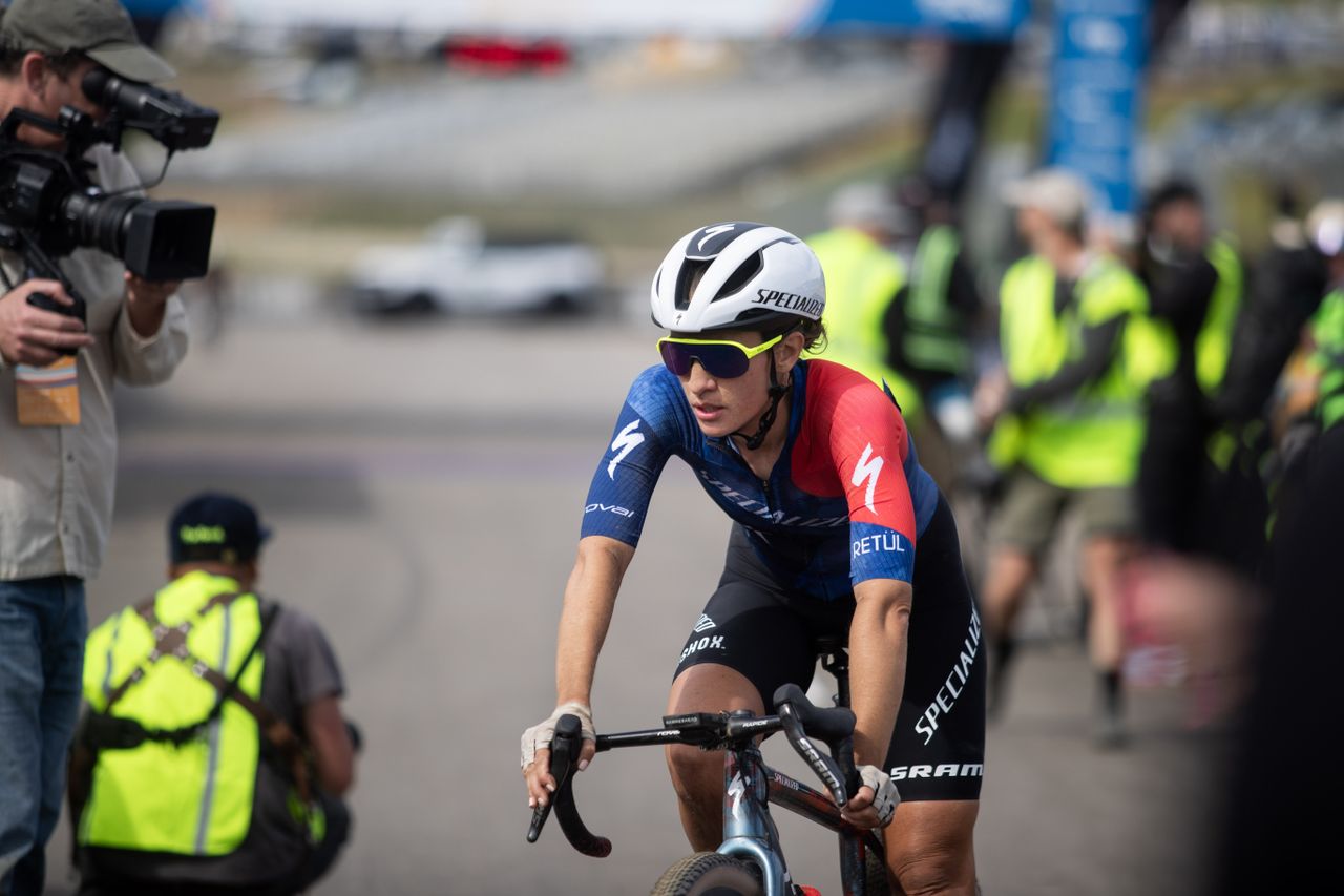 Two-time Life Time Grand Prix women's champion Sofia Gomez Villafa&ntilde;e goes second at Sea Otter Classic Gravel, but top Life Time points as first finisher in series