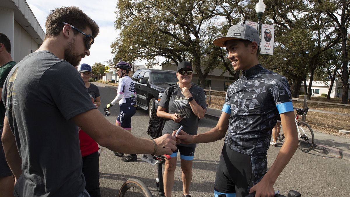 Peter Sagan signed autographs for fans after the event