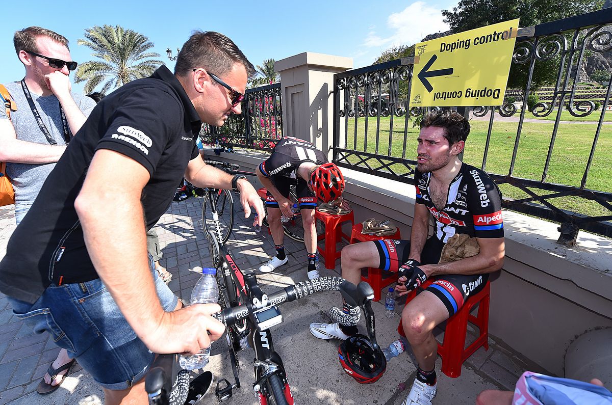 Luke Roberts with Tom Dumoulin at the Tour of Oman