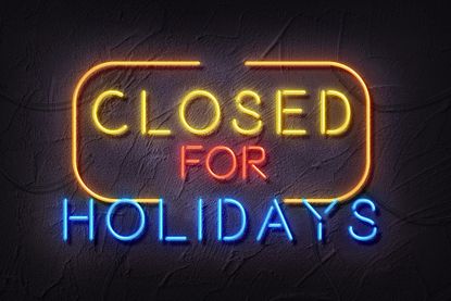 Closed for Holidays neon sign
