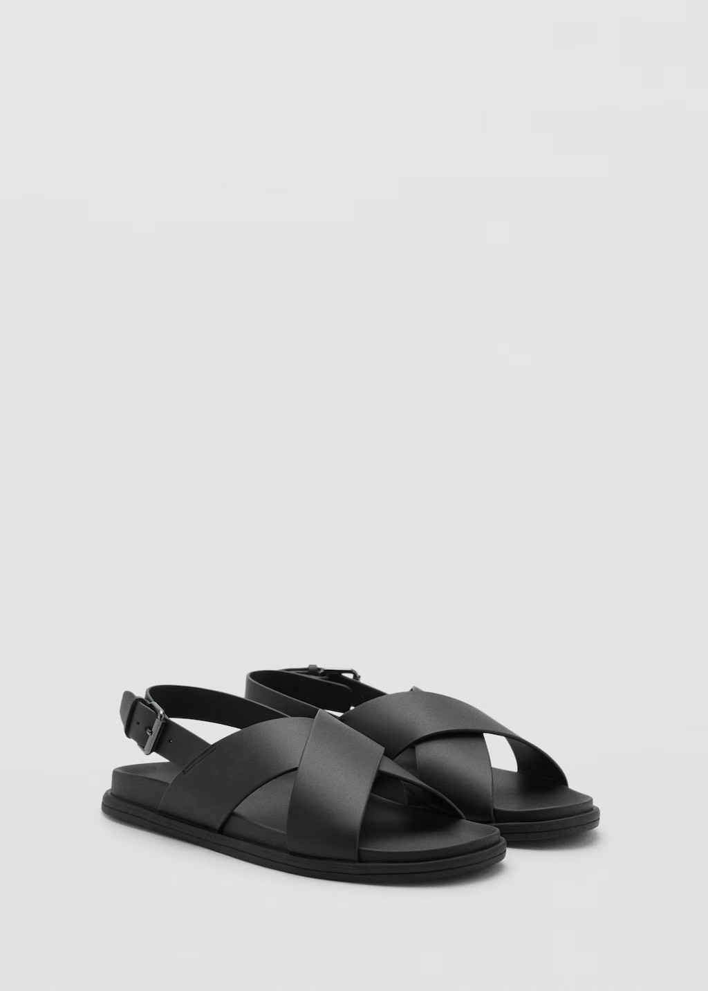 MANGO, 100% Leather Crossed Strap Sandals