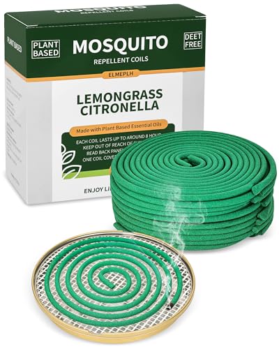 Mosquito Repellent Coils, Citronella Incense Coil Outdoor - Each Burns for 8 Hours (contains 20 Coils &amp;amp; 1 Stands)