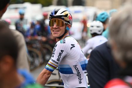 Remco Evenepoel at the start of the 120th edition of Il Lombardia in Bergamo, Italy, on October 10, 2026. (Photo by Silvia Colombo/NurPhoto via Getty Images)