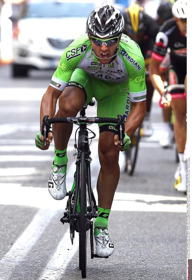 Sonny Colbrelli (Bardiani-CSF) winding up for the sprint