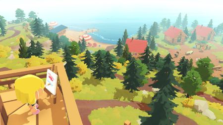 Find Your Words screenshot showing a child painting over a woodland