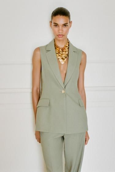 Long Linen Blend Waistcoat