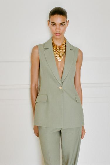 Long Linen Blend Waistcoat