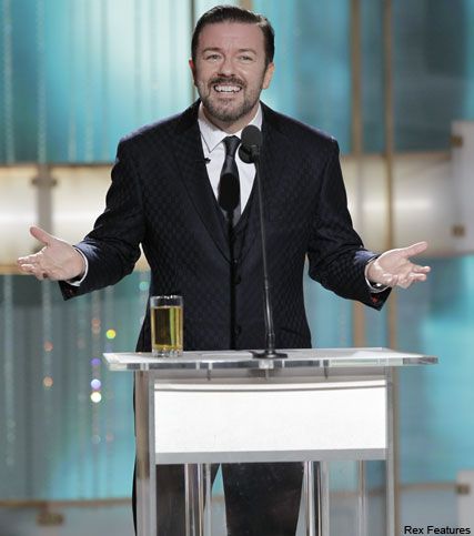 Ricky Gervais - Ricky Gervais causes controversy over &#039;unacceptable&#039; Golden Globes performance - Ricky Gervais causes controversy over &#039;unacceptable&#039; Golden Globes performance - Ricky Gervais Golden Globes - Golden Globes - Celebrity News - Marie Claire 