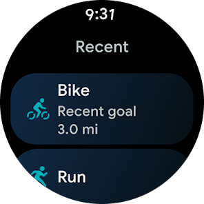 Recent activities on the Fitbit Wear OS app