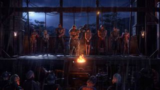 Path of Exile 2 character classes lined up to be hanged at gallows