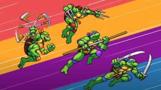 Ninja Turtles leaping in Teenage Mutant Ninja Turtles: Shredder's Revenge