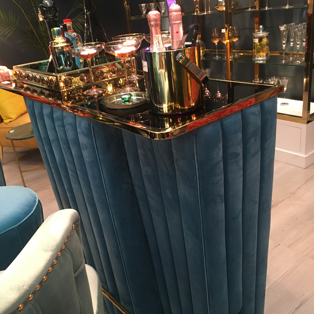 House bar with ice bucket wooden flooring