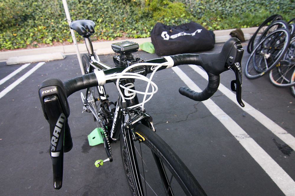 SRAM Force levers keep Olds in control during the sprints.