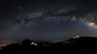 The Lyrid meteor shower peaks in April and has been observed for more than 2,700 years. Here the Lyrid meteor shower is photographed on top of Hatu Peak, Shimla, India.