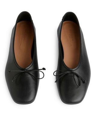 Leather Ballet Flats - Black - Arket Gb