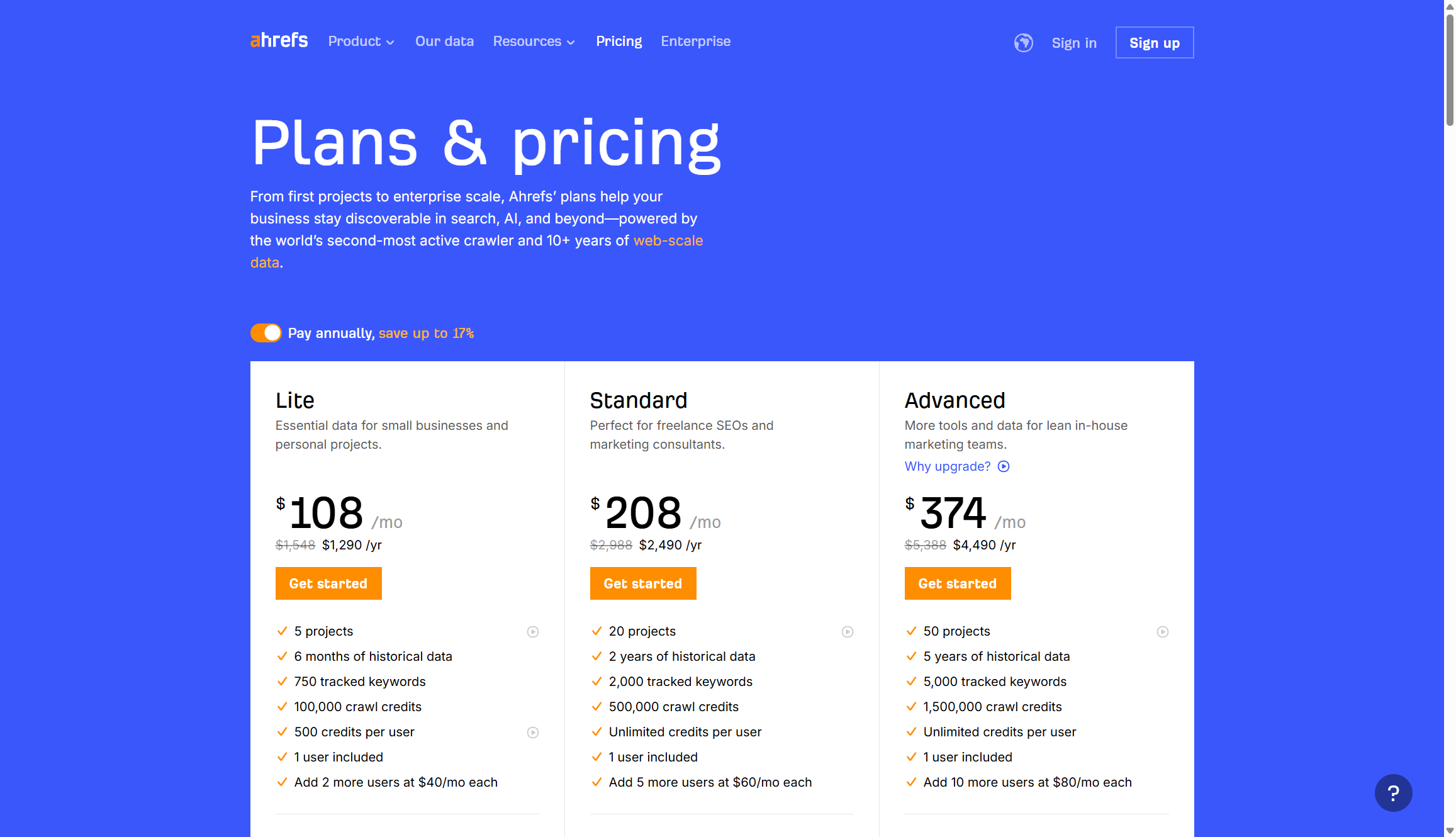 Ahrefs pricing 2026