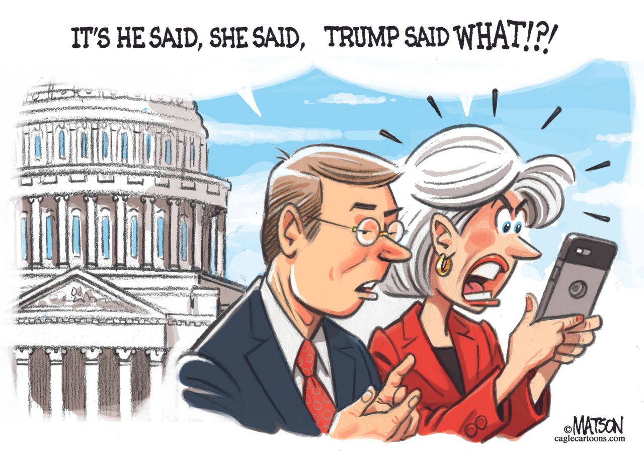 Political cartoon U.S. Brett Kavanaugh Christine Blasey Ford Trump