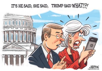 Political cartoon U.S. Brett Kavanaugh Christine Blasey Ford Trump