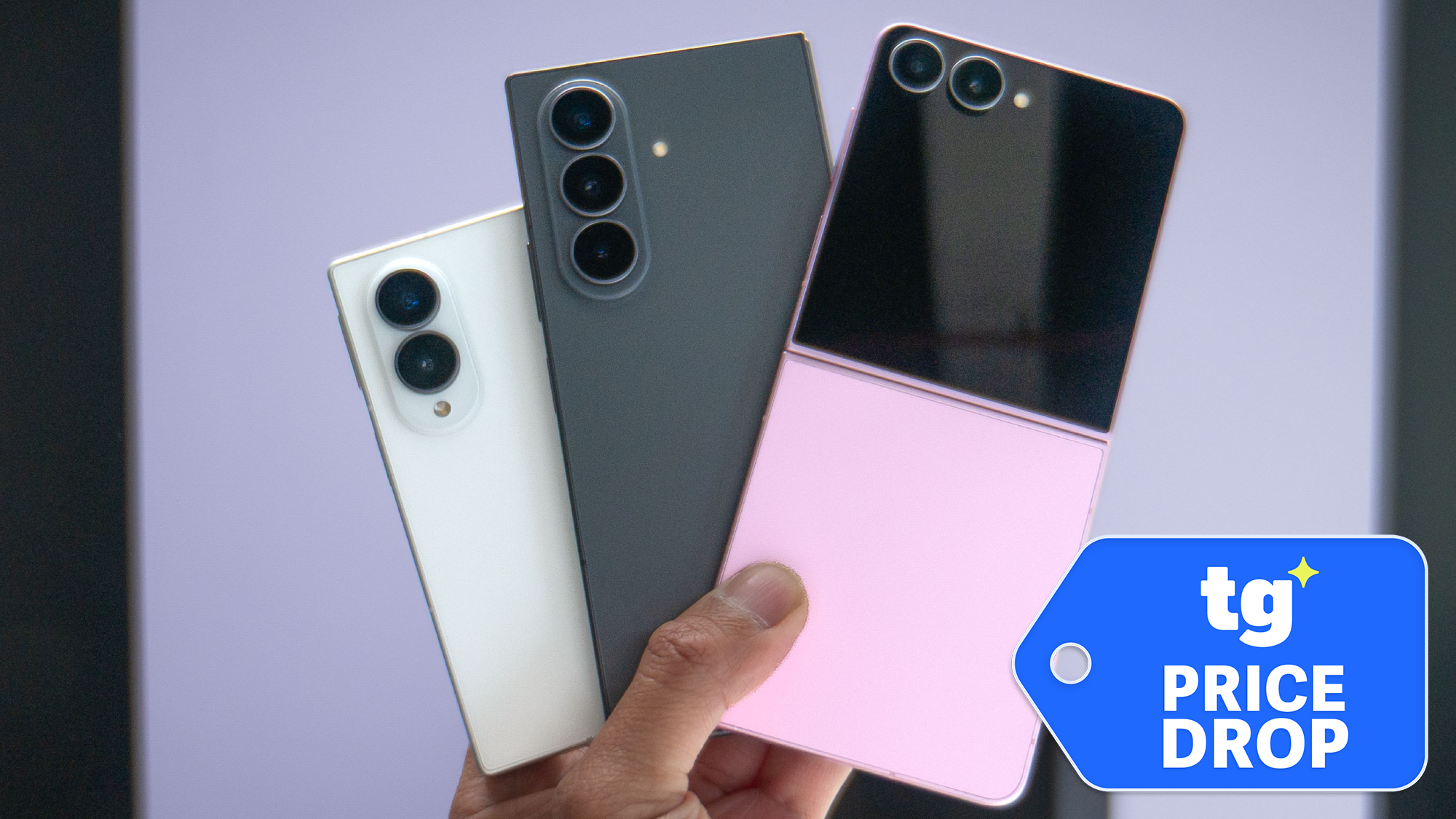 Galaxy Z Fold 8 Ultra, Z Fold 8, and Z Flip 8 phones held in hand